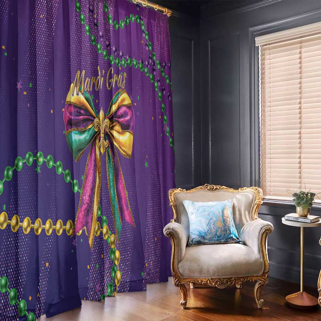 Mardi Gras Window Curtain Coquette Bow Glitter Motifs - Wonder Print Shop