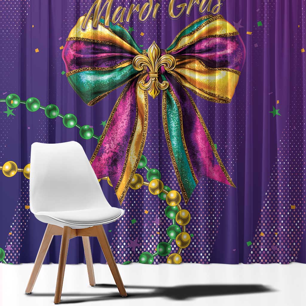 Mardi Gras Window Curtain Coquette Bow Glitter Motifs - Wonder Print Shop