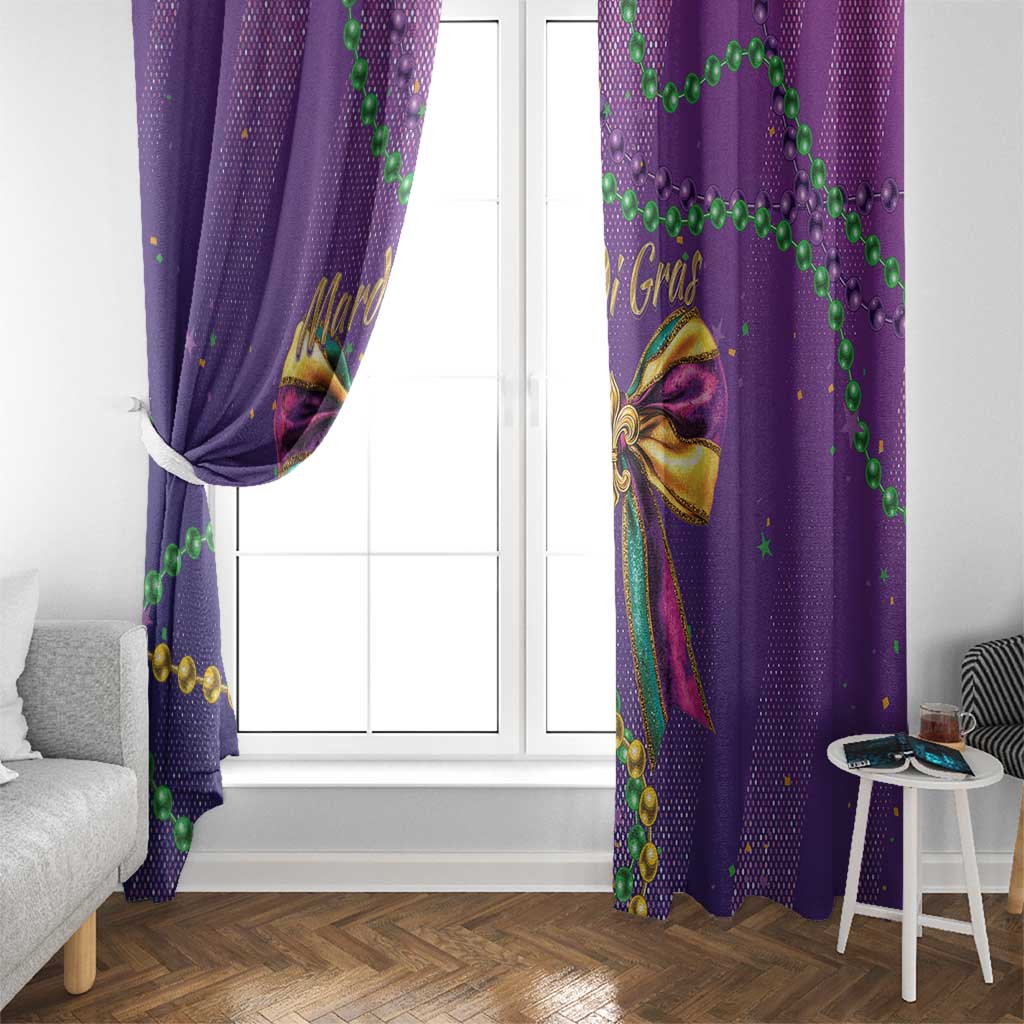 Mardi Gras Window Curtain Coquette Bow Glitter Motifs - Wonder Print Shop