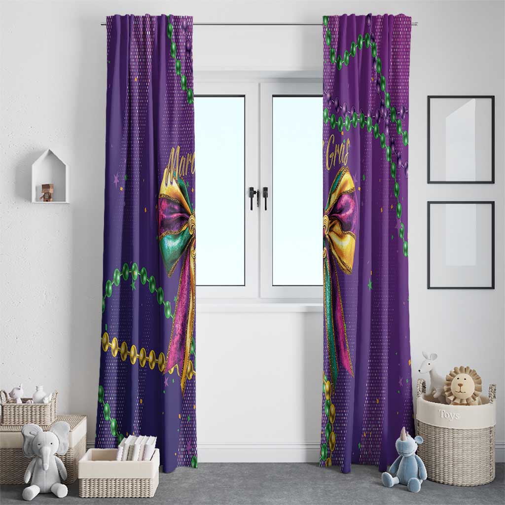 Mardi Gras Window Curtain Coquette Bow Glitter Motifs - Wonder Print Shop