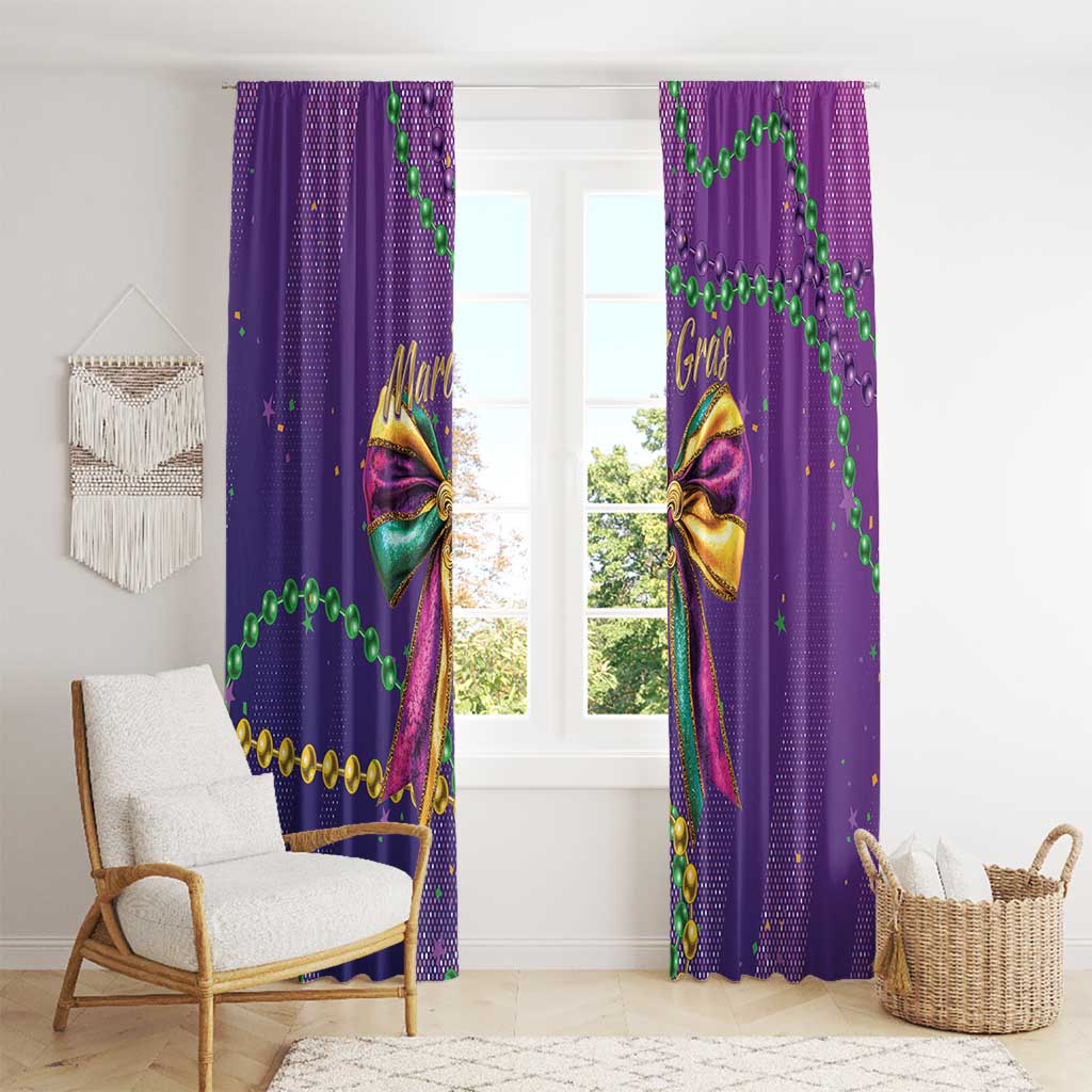 Mardi Gras Window Curtain Coquette Bow Glitter Motifs - Wonder Print Shop
