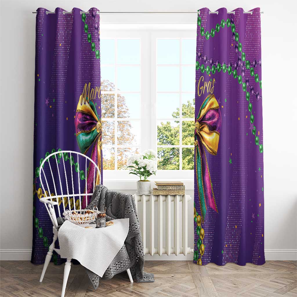 Mardi Gras Window Curtain Coquette Bow Glitter Motifs - Wonder Print Shop
