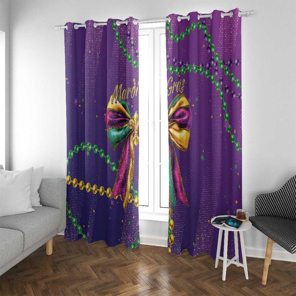 Mardi Gras Window Curtain Coquette Bow Glitter Motifs - Wonder Print Shop