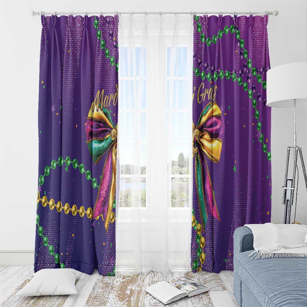 Mardi Gras Window Curtain Coquette Bow Glitter Motifs - Wonder Print Shop