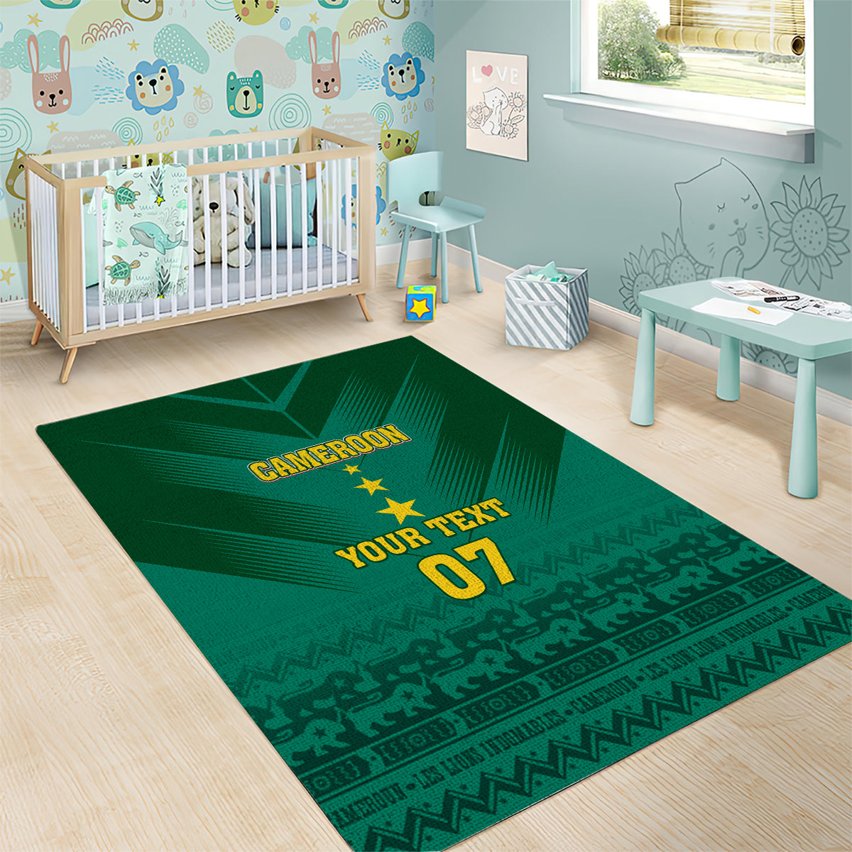 Custom Cameroon Football Area Rug Nations Cup 2024 Les Lions Indomptables LT7 - Wonder Print Shop