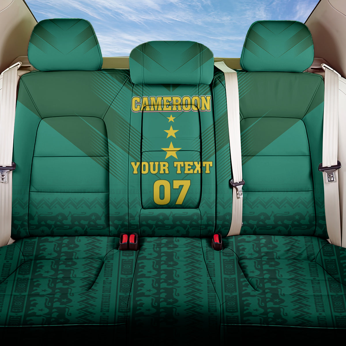 Custom Cameroon Football Back Car Seat Cover Nations Cup 2024 Les Lions Indomptables LT7 - Wonder Print Shop