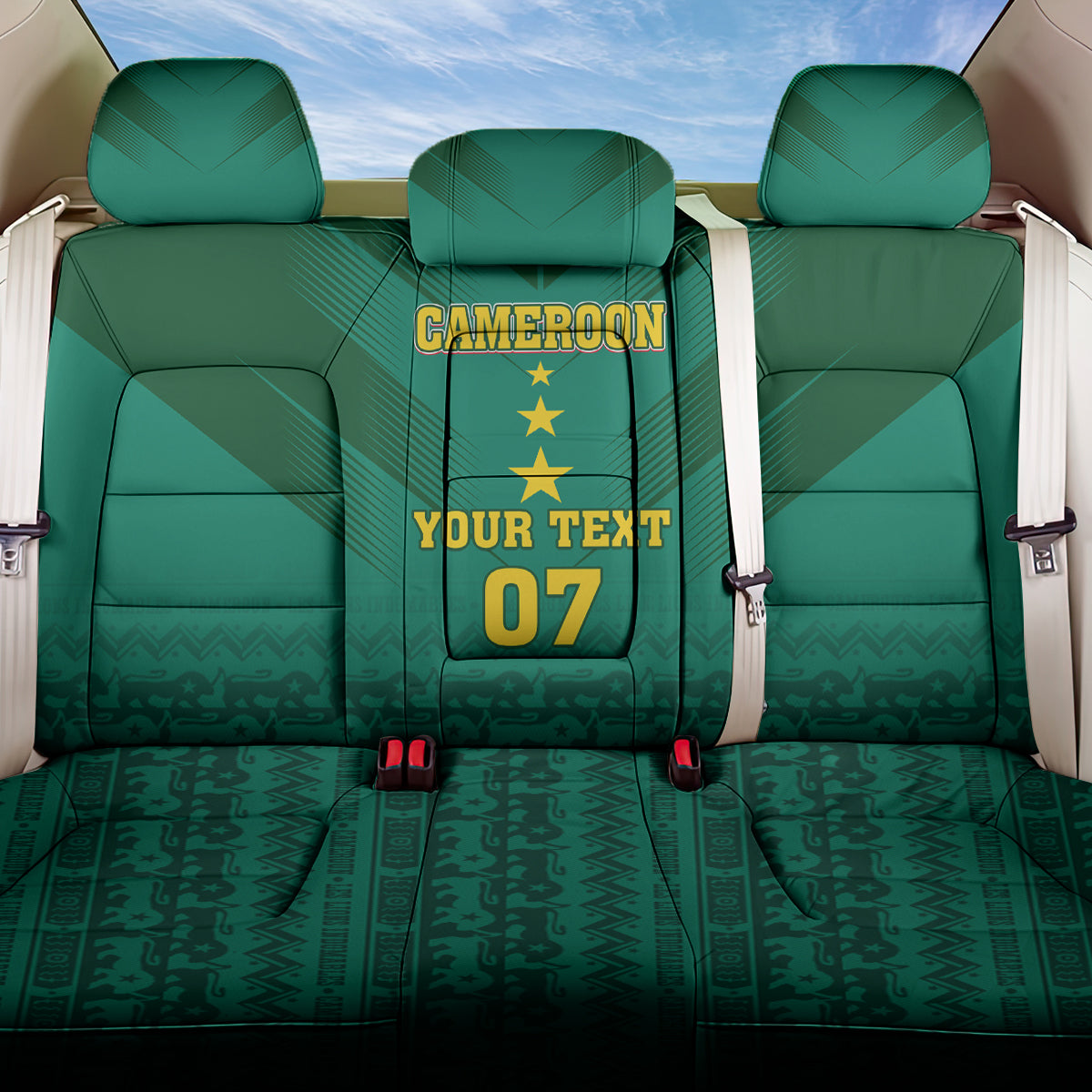 Custom Cameroon Football Back Car Seat Cover Nations Cup 2024 Les Lions Indomptables