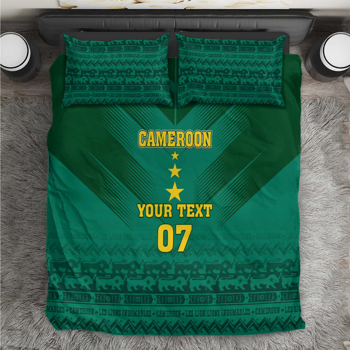 Custom Cameroon Football Bedding Set Nations Cup 2024 Les Lions Indomptables LT7 - Wonder Print Shop