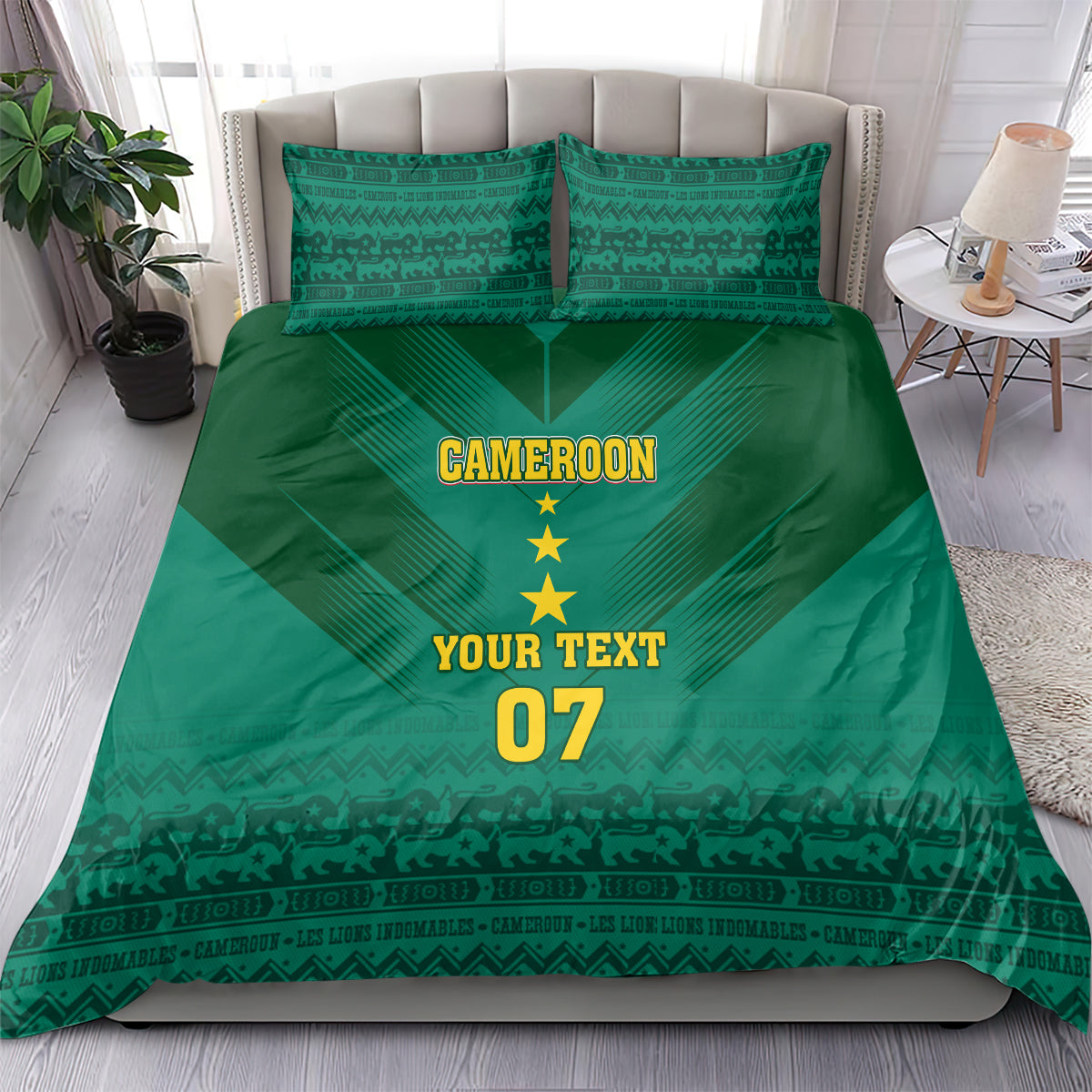 Custom Cameroon Football Bedding Set Nations Cup 2024 Les Lions Indomptables LT7 - Wonder Print Shop