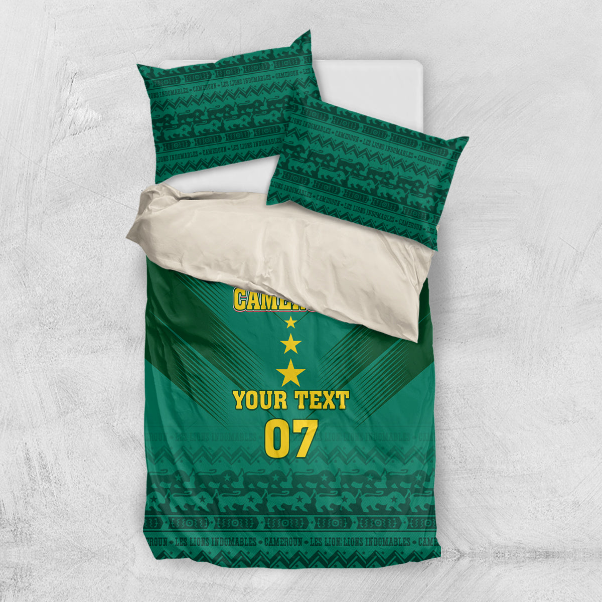 Custom Cameroon Football Bedding Set Nations Cup 2024 Les Lions Indomptables LT7 - Wonder Print Shop