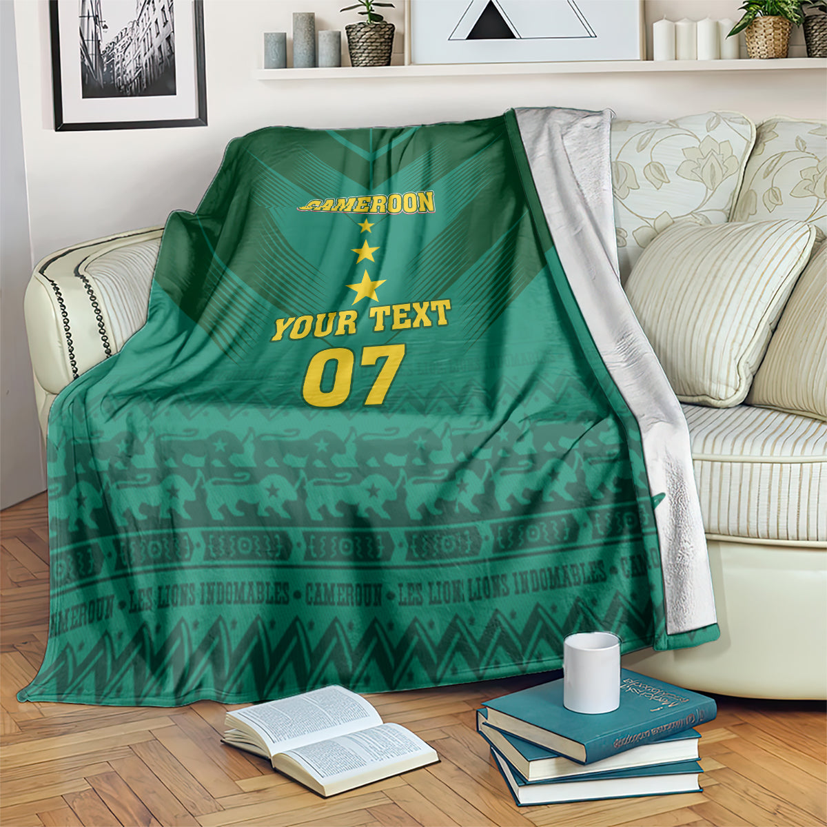 Custom Cameroon Football Blanket Nations Cup 2024 Les Lions Indomptables