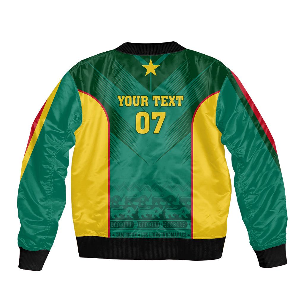 Custom Cameroon Football Bomber Jacket Nations Cup 2024 Les Lions Indomptables LT7 - Wonder Print Shop