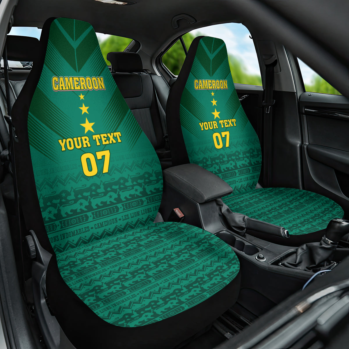 Custom Cameroon Football Car Seat Cover Nations Cup 2024 Les Lions Indomptables LT7 - Wonder Print Shop