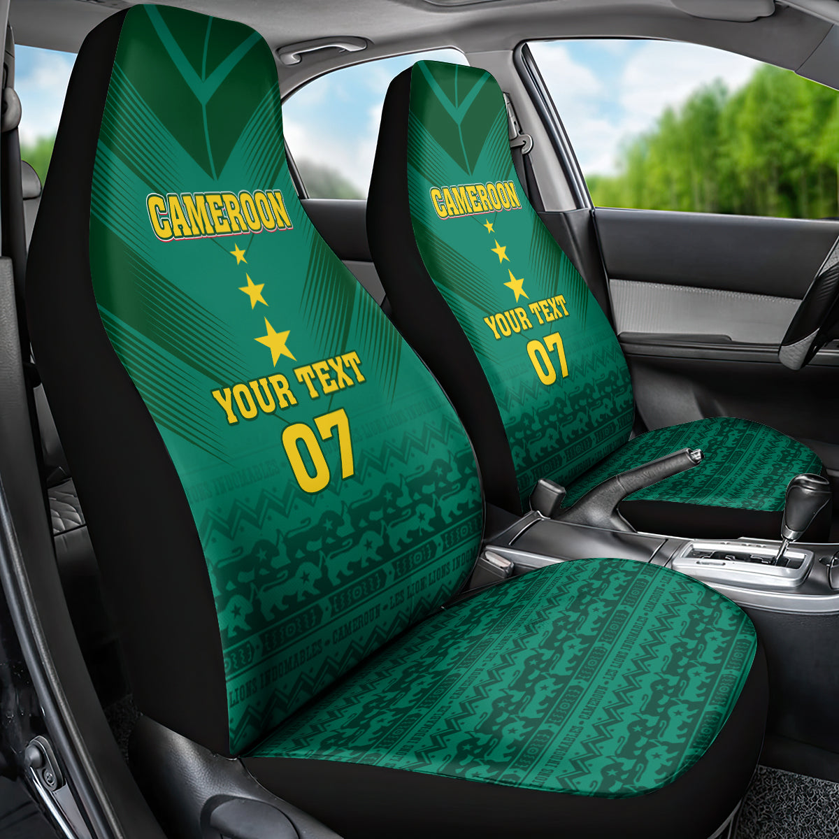 Custom Cameroon Football Car Seat Cover Nations Cup 2024 Les Lions Indomptables LT7 - Wonder Print Shop