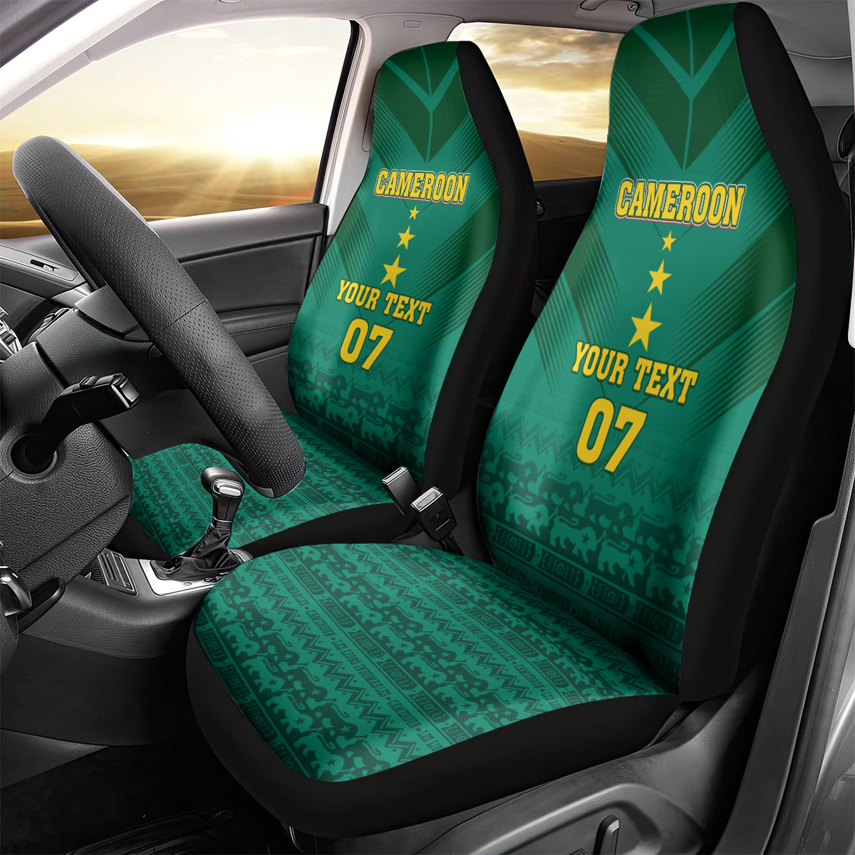 Custom Cameroon Football Car Seat Cover Nations Cup 2024 Les Lions Indomptables LT7 - Wonder Print Shop