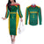 Custom Cameroon Football Couples Matching Off The Shoulder Long Sleeve Dress and Long Sleeve Button Shirt Nations Cup 2024 Les Lions Indomptables