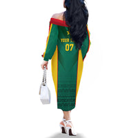 Custom Cameroon Football Family Matching Off Shoulder Long Sleeve Dress and Hawaiian Shirt Nations Cup 2024 Les Lions Indomptables - Wonder Print Shop