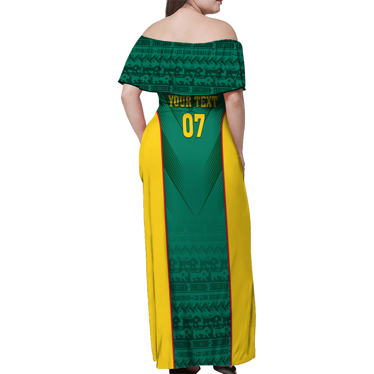 Custom Cameroon Football Family Matching Off Shoulder Maxi Dress and Hawaiian Shirt Nations Cup 2024 Les Lions Indomptables LT7 - Wonder Print Shop