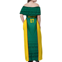 Custom Cameroon Football Family Matching Off Shoulder Maxi Dress and Hawaiian Shirt Nations Cup 2024 Les Lions Indomptables LT7 - Wonder Print Shop