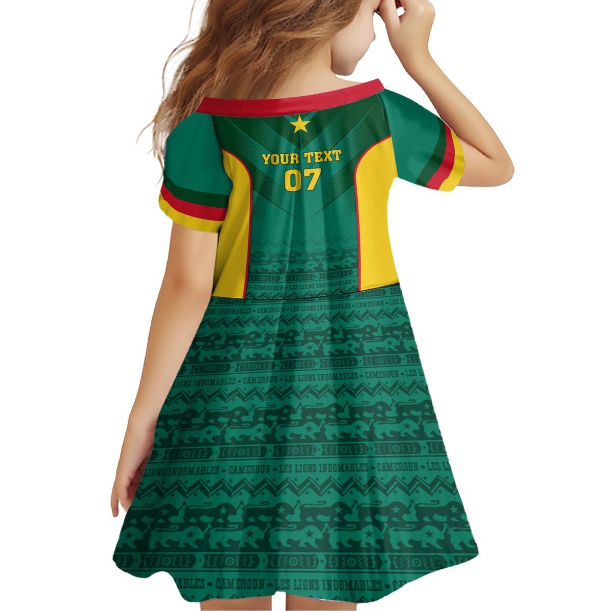 Custom Cameroon Football Family Matching Short Sleeve Bodycon Dress and Hawaiian Shirt Nations Cup 2024 Les Lions Indomptables - Wonder Print Shop