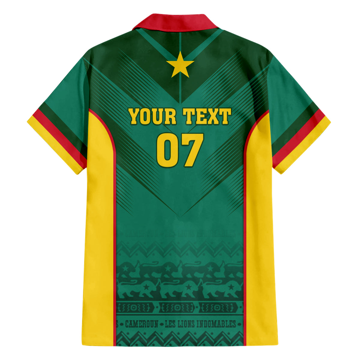 Custom Cameroon Football Family Matching Short Sleeve Bodycon Dress and Hawaiian Shirt Nations Cup 2024 Les Lions Indomptables - Wonder Print Shop