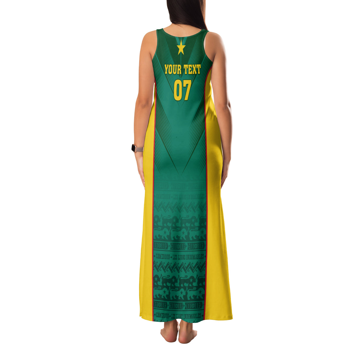 Custom Cameroon Football Family Matching Tank Maxi Dress and Hawaiian Shirt Nations Cup 2024 Les Lions Indomptables - Wonder Print Shop