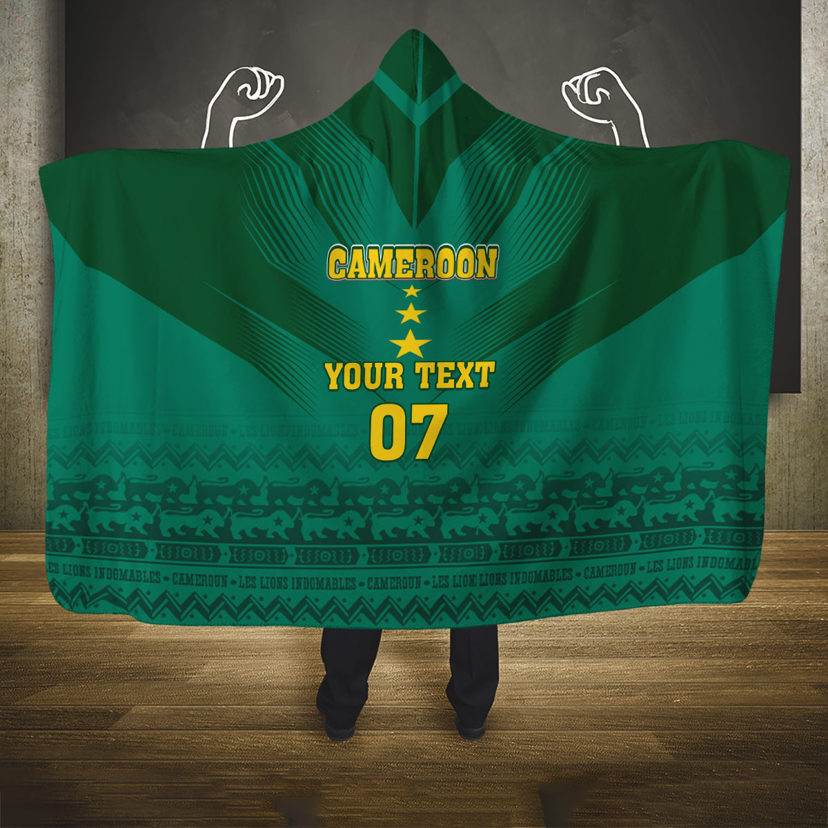 Custom Cameroon Football Hooded Blanket Nations Cup 2024 Les Lions Indomptables