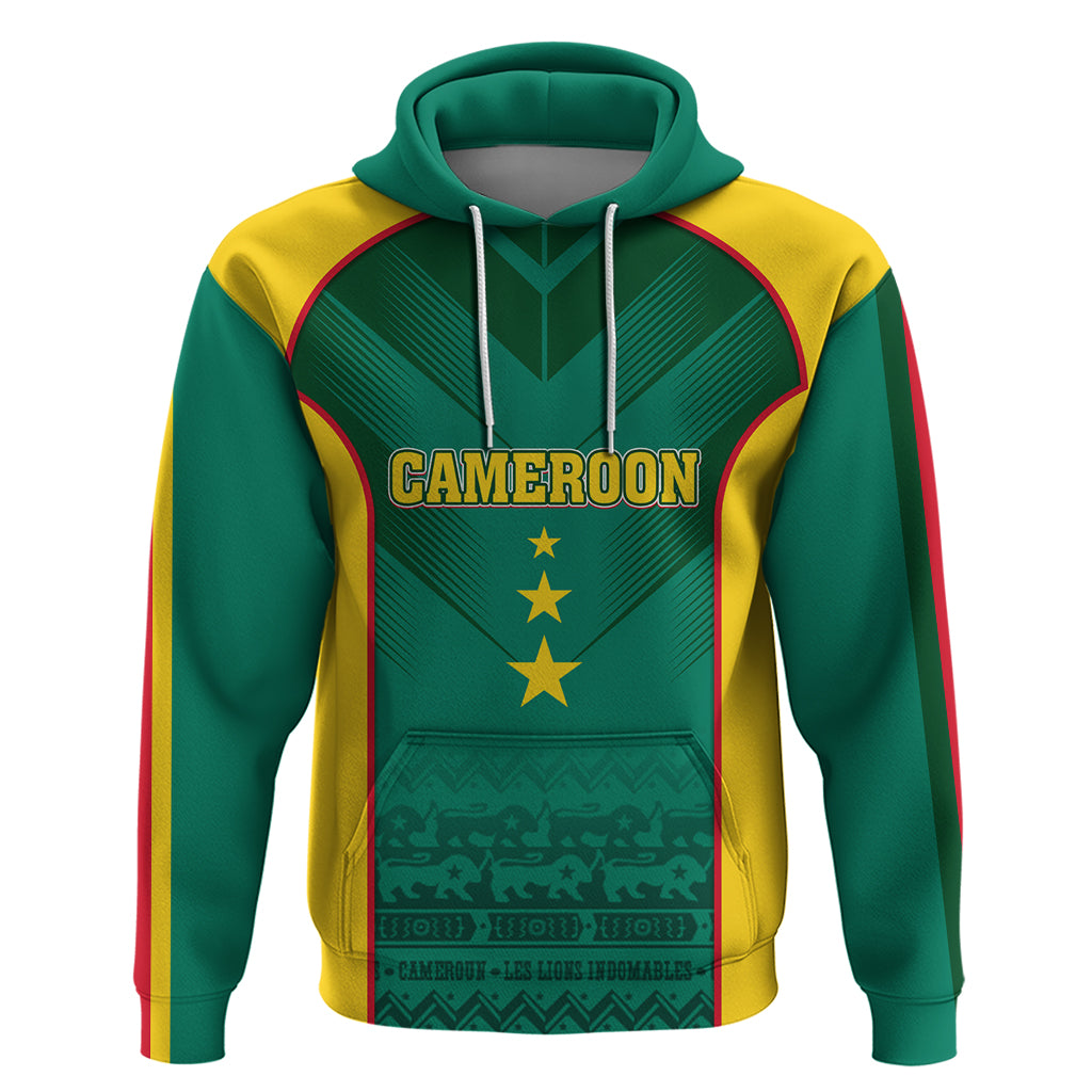 Custom Cameroon Football Hoodie Nations Cup 2024 Les Lions Indomptables - Wonder Print Shop