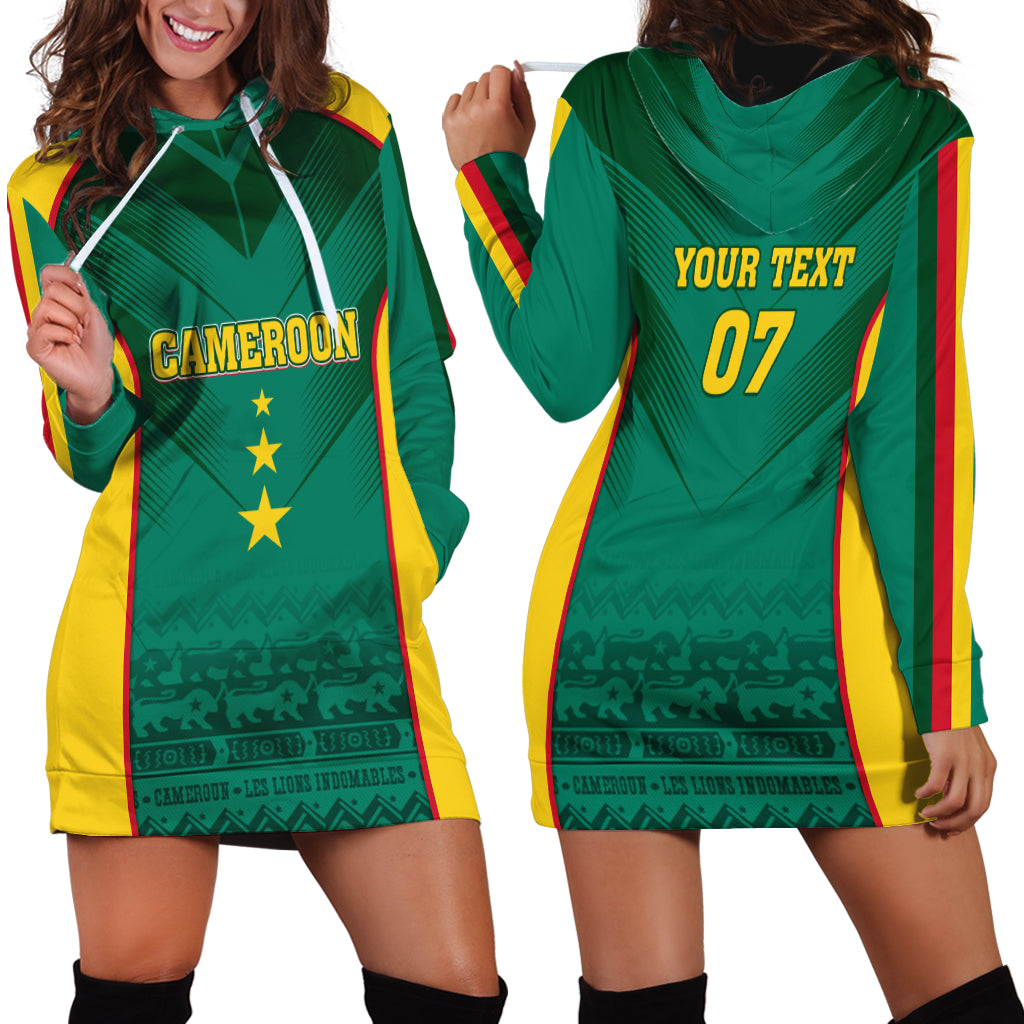 Custom Cameroon Football Hoodie Dress Nations Cup 2024 Les Lions Indomptables - Wonder Print Shop