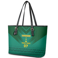Custom Cameroon Football Leather Tote Bag Nations Cup 2024 Les Lions Indomptables - Wonder Print Shop
