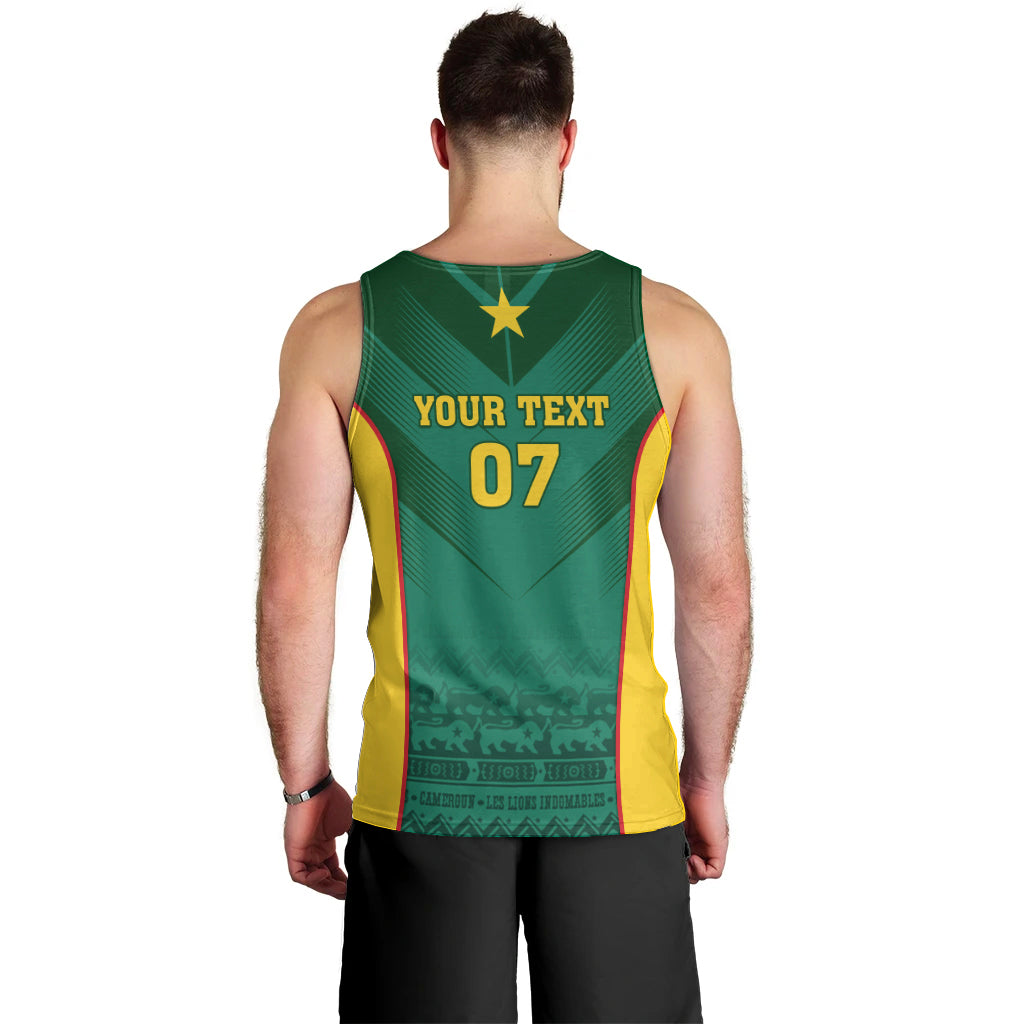 Custom Cameroon Football Men Tank Top Nations Cup 2024 Les Lions Indomptables - Wonder Print Shop