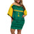 Custom Cameroon Football Off Shoulder Short Dress Nations Cup 2024 Les Lions Indomptables