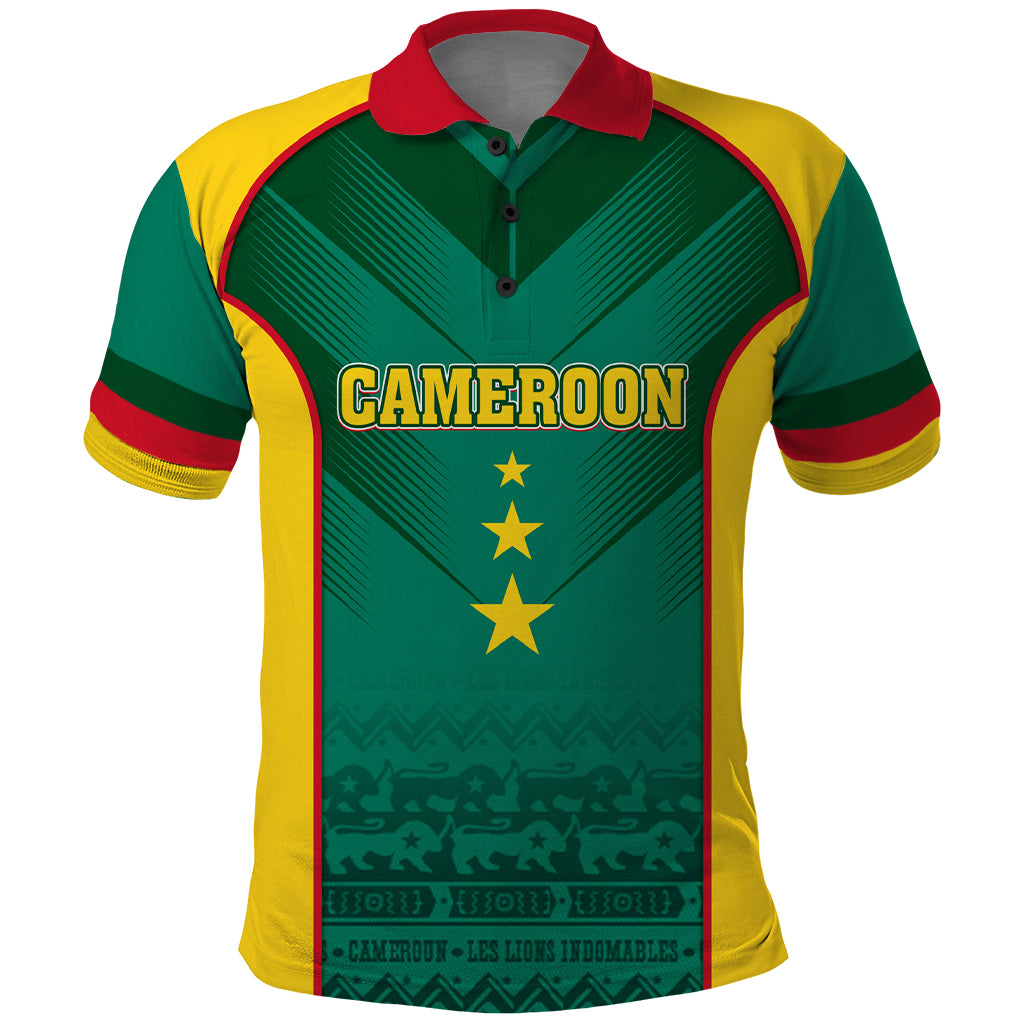 Custom Cameroon Football Polo Shirt Nations Cup 2024 Les Lions Indomptables - Wonder Print Shop