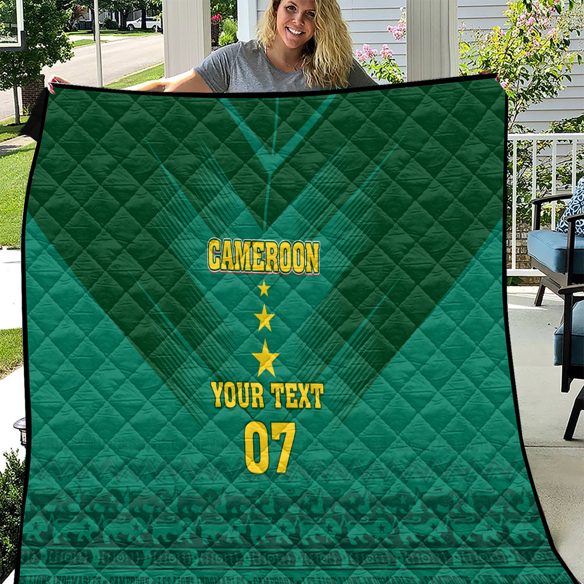 Custom Cameroon Football Quilt Nations Cup 2024 Les Lions Indomptables - Wonder Print Shop