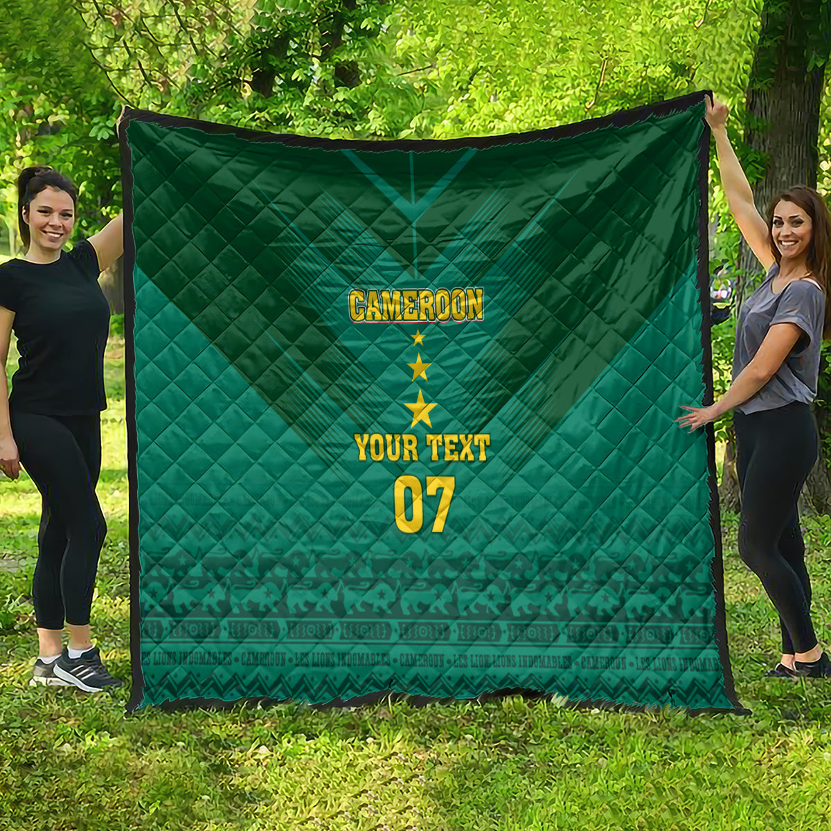 Custom Cameroon Football Quilt Nations Cup 2024 Les Lions Indomptables - Wonder Print Shop