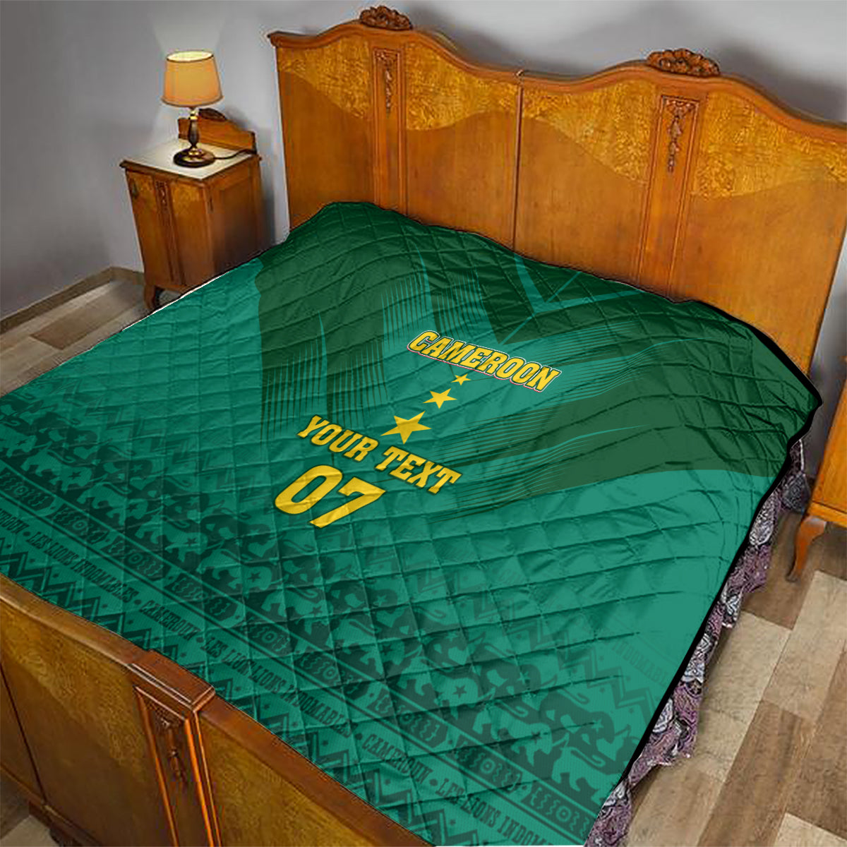 Custom Cameroon Football Quilt Nations Cup 2024 Les Lions Indomptables - Wonder Print Shop