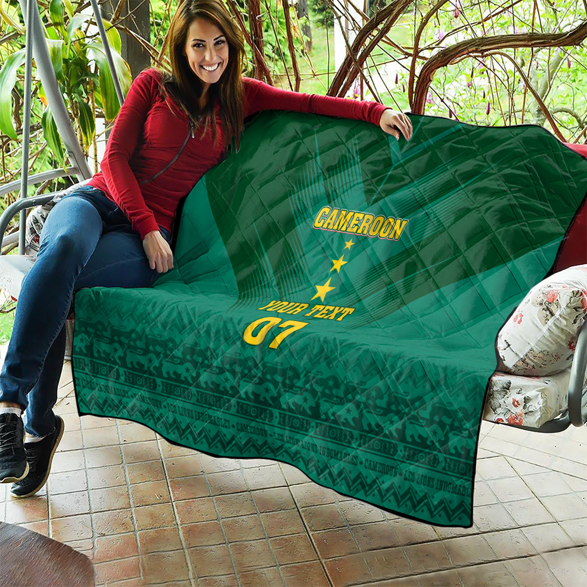 Custom Cameroon Football Quilt Nations Cup 2024 Les Lions Indomptables - Wonder Print Shop