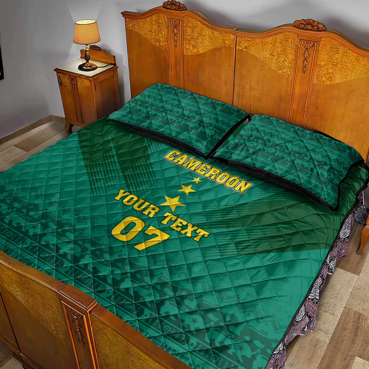 Custom Cameroon Football Quilt Bed Set Nations Cup 2024 Les Lions Indomptables - Wonder Print Shop