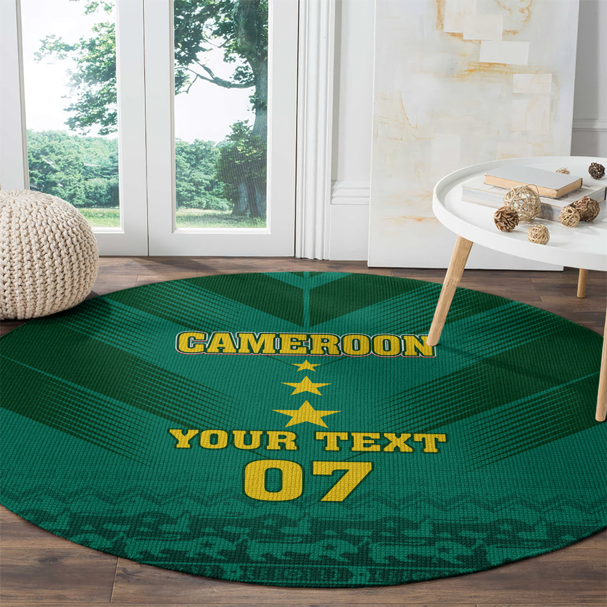 Custom Cameroon Football Round Carpet Nations Cup 2024 Les Lions Indomptables