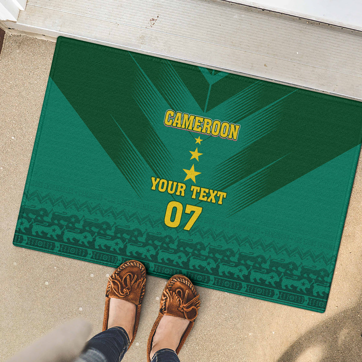 Custom Cameroon Football Rubber Doormat Nations Cup 2024 Les Lions Indomptables - Wonder Print Shop