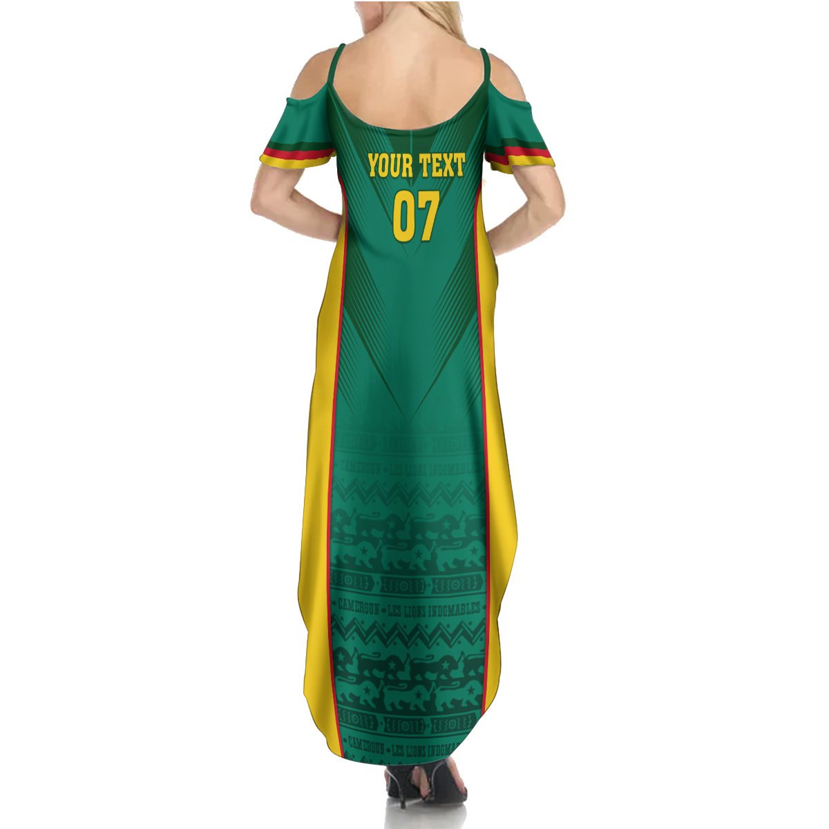Custom Cameroon Football Summer Maxi Dress Nations Cup 2024 Les Lions Indomptables - Wonder Print Shop