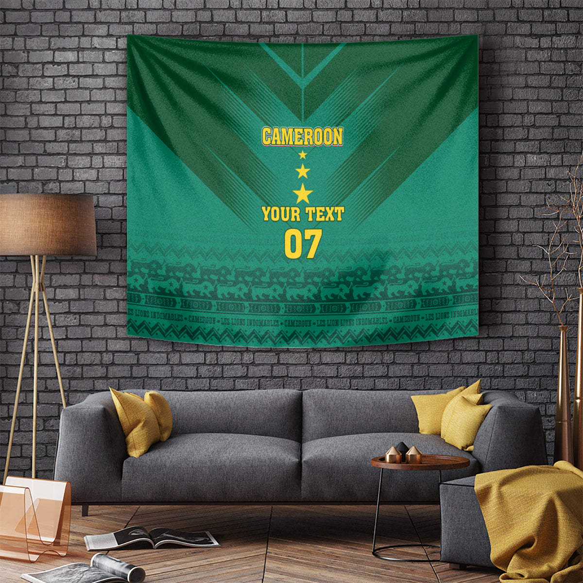 Custom Cameroon Football Tapestry Nations Cup 2024 Les Lions Indomptables - Wonder Print Shop