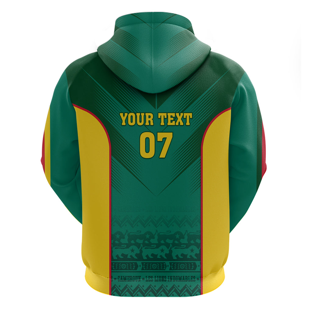Custom Cameroon Football Zip Hoodie Nations Cup 2024 Les Lions Indomptables - Wonder Print Shop