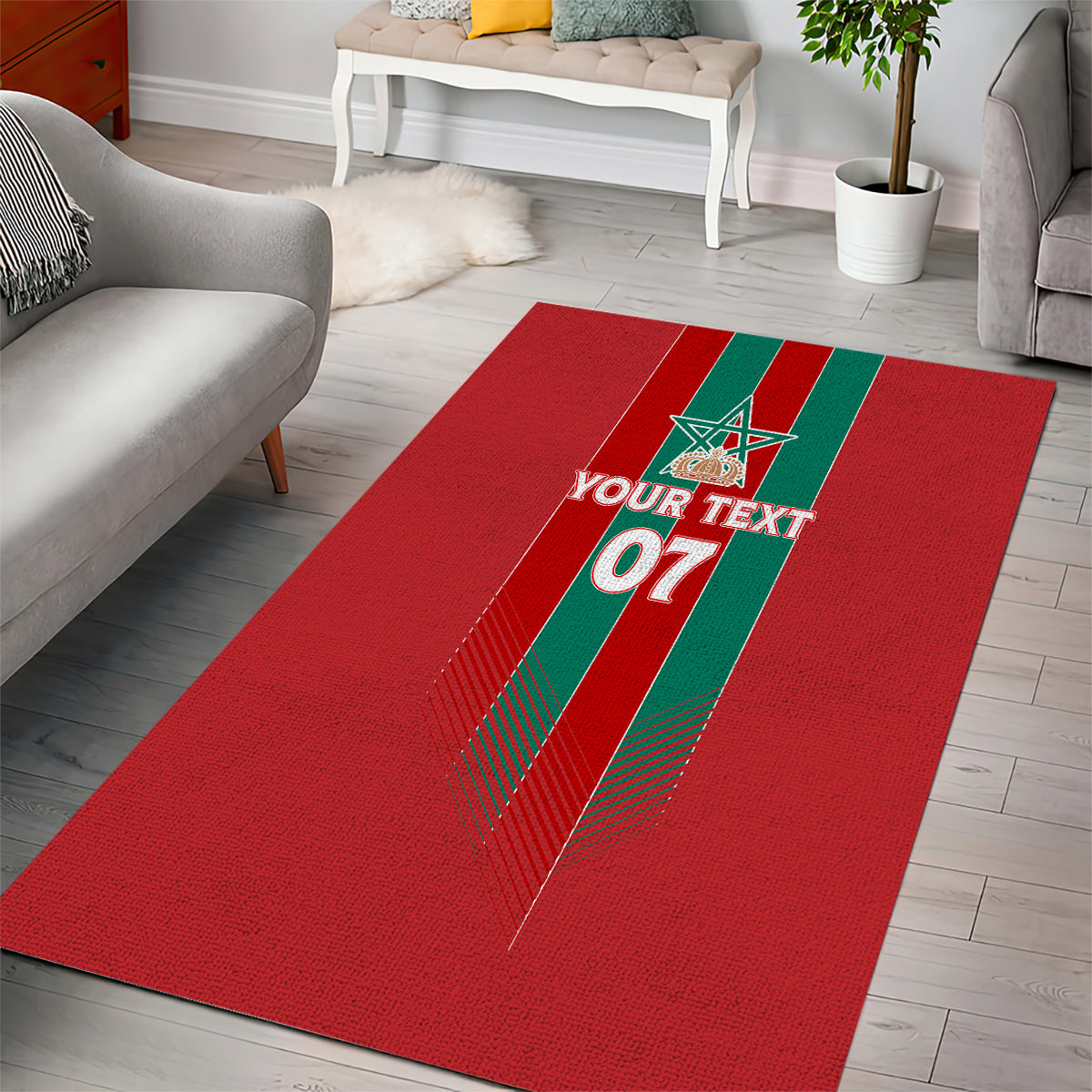 Custom Morocco Football Area Rug Nations Cup 2024 Atlas Lions LT7 - Wonder Print Shop