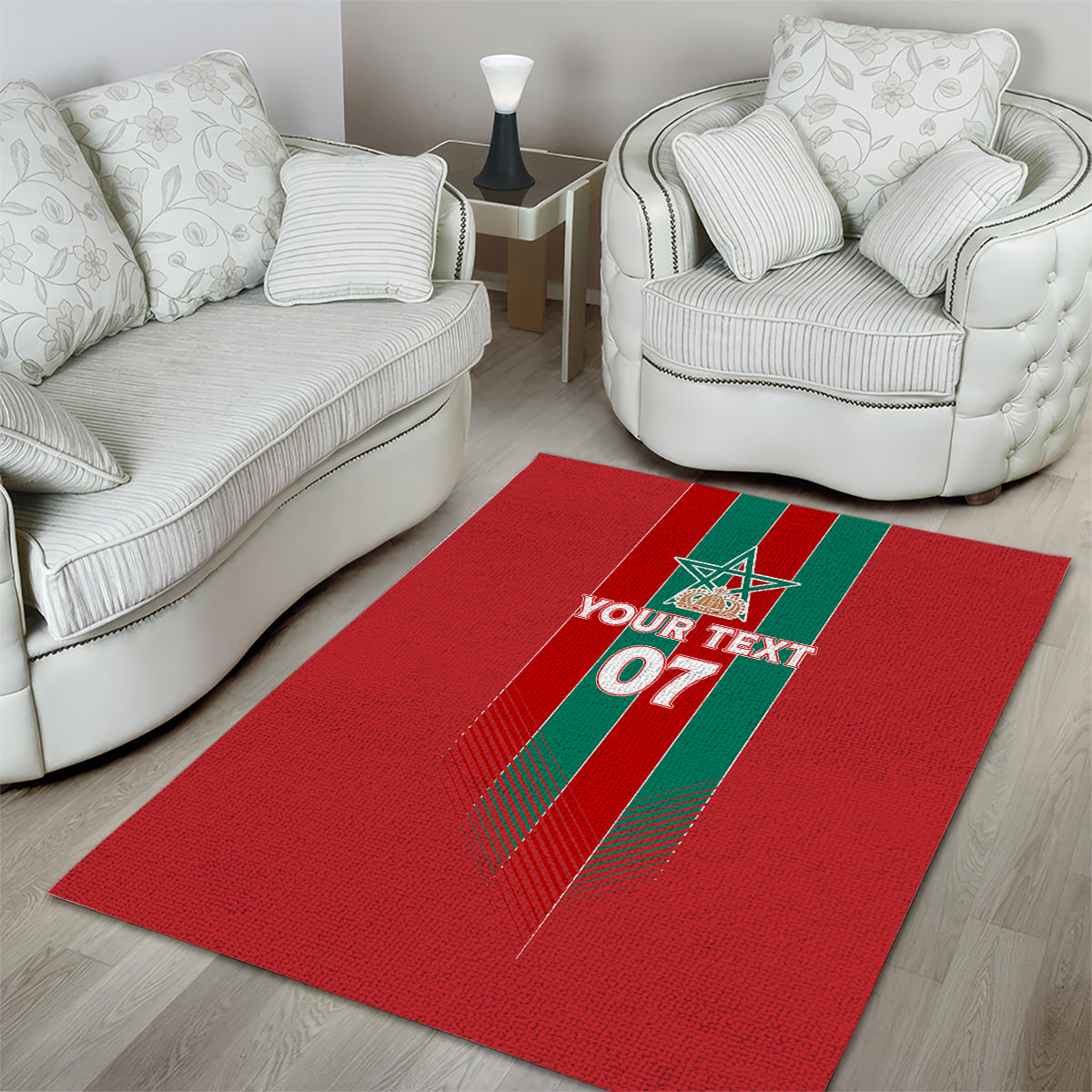 Custom Morocco Football Area Rug Nations Cup 2024 Atlas Lions LT7 - Wonder Print Shop