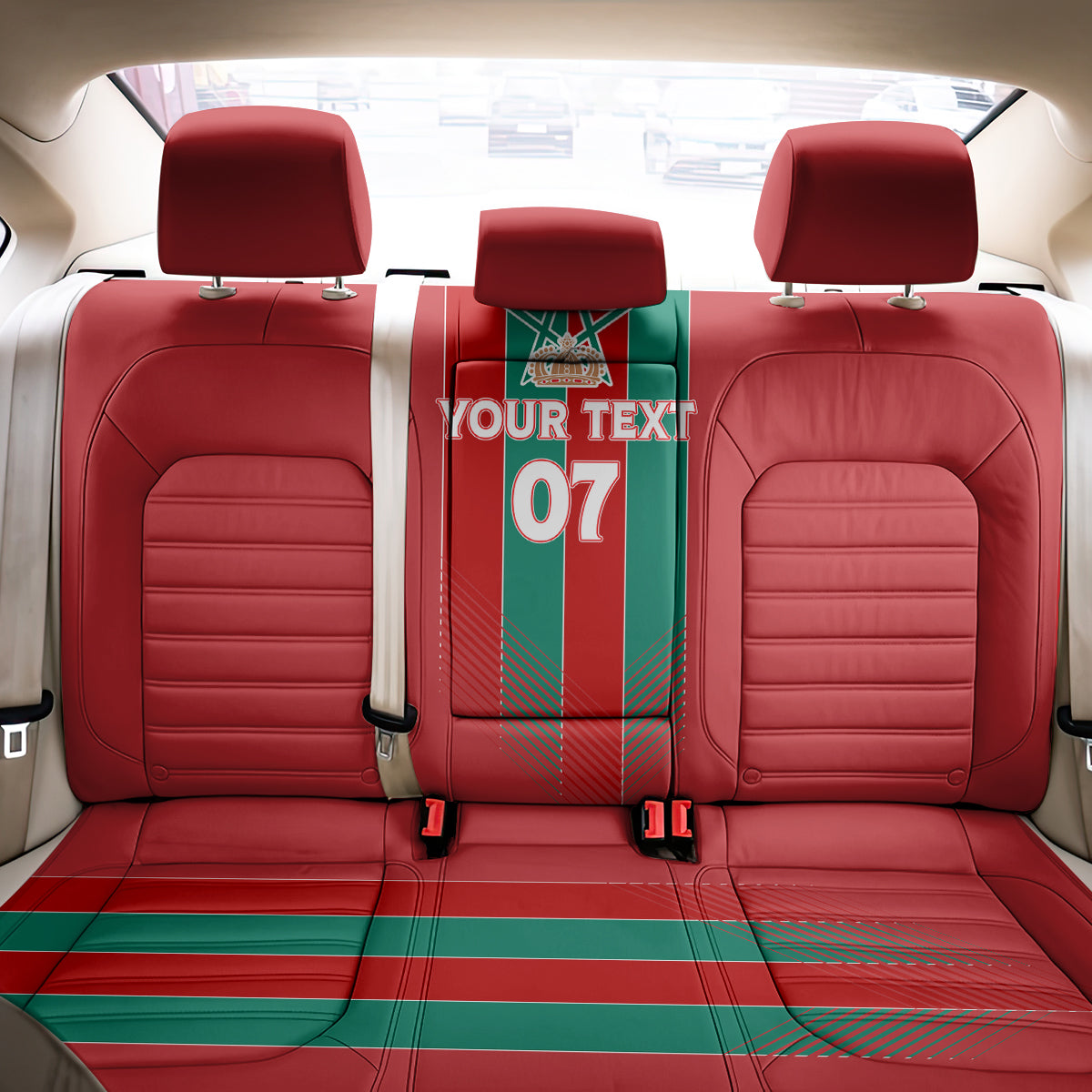Custom Morocco Football Back Car Seat Cover Nations Cup 2024 Atlas Lions LT7 - Wonder Print Shop
