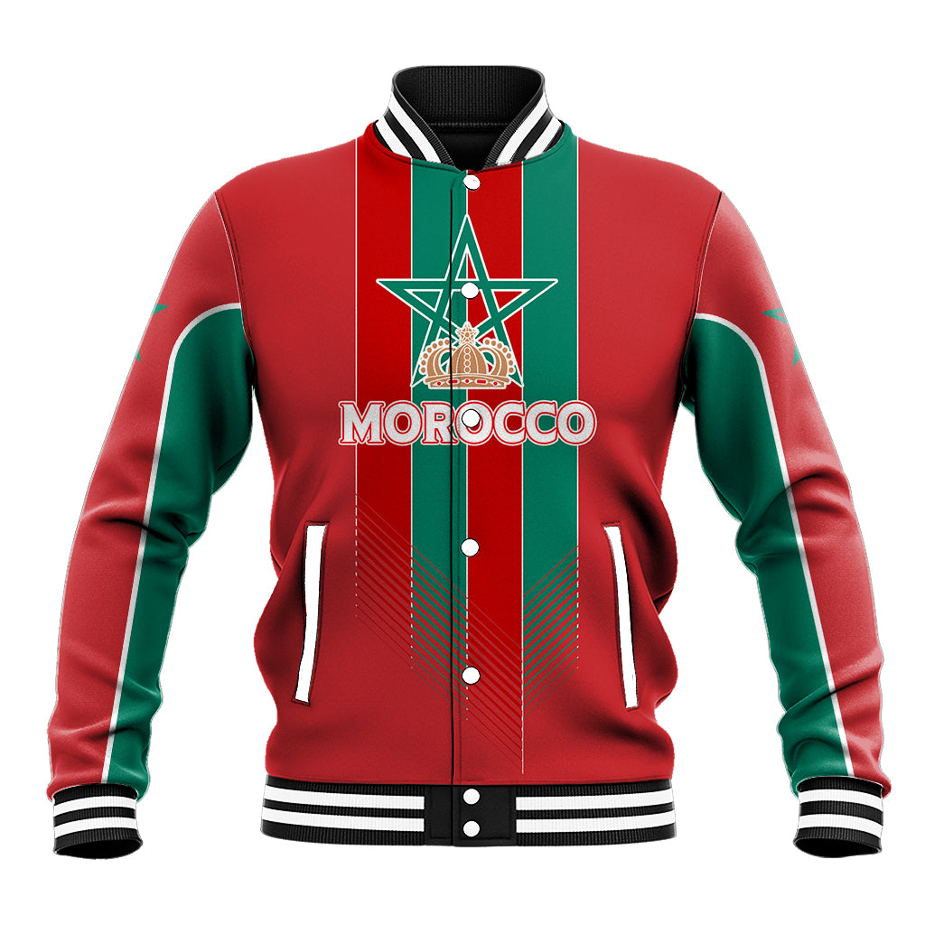 Custom Morocco Football Baseball Jacket Nations Cup 2024 Atlas Lions LT7 - Wonder Print Shop