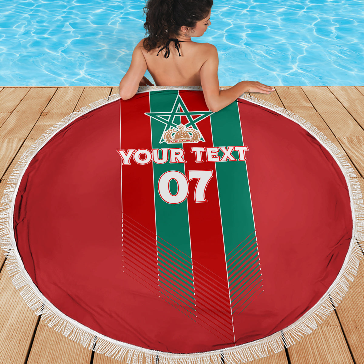 Custom Morocco Football Beach Blanket Nations Cup 2024 Atlas Lions LT7 - Wonder Print Shop