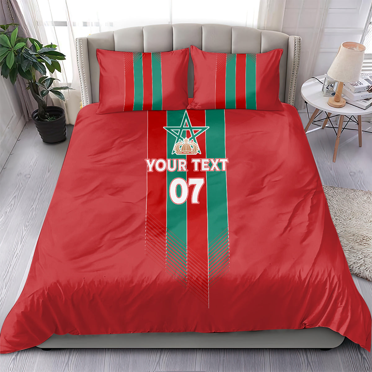 Custom Morocco Football Bedding Set Nations Cup 2024 Atlas Lions LT7 - Wonder Print Shop