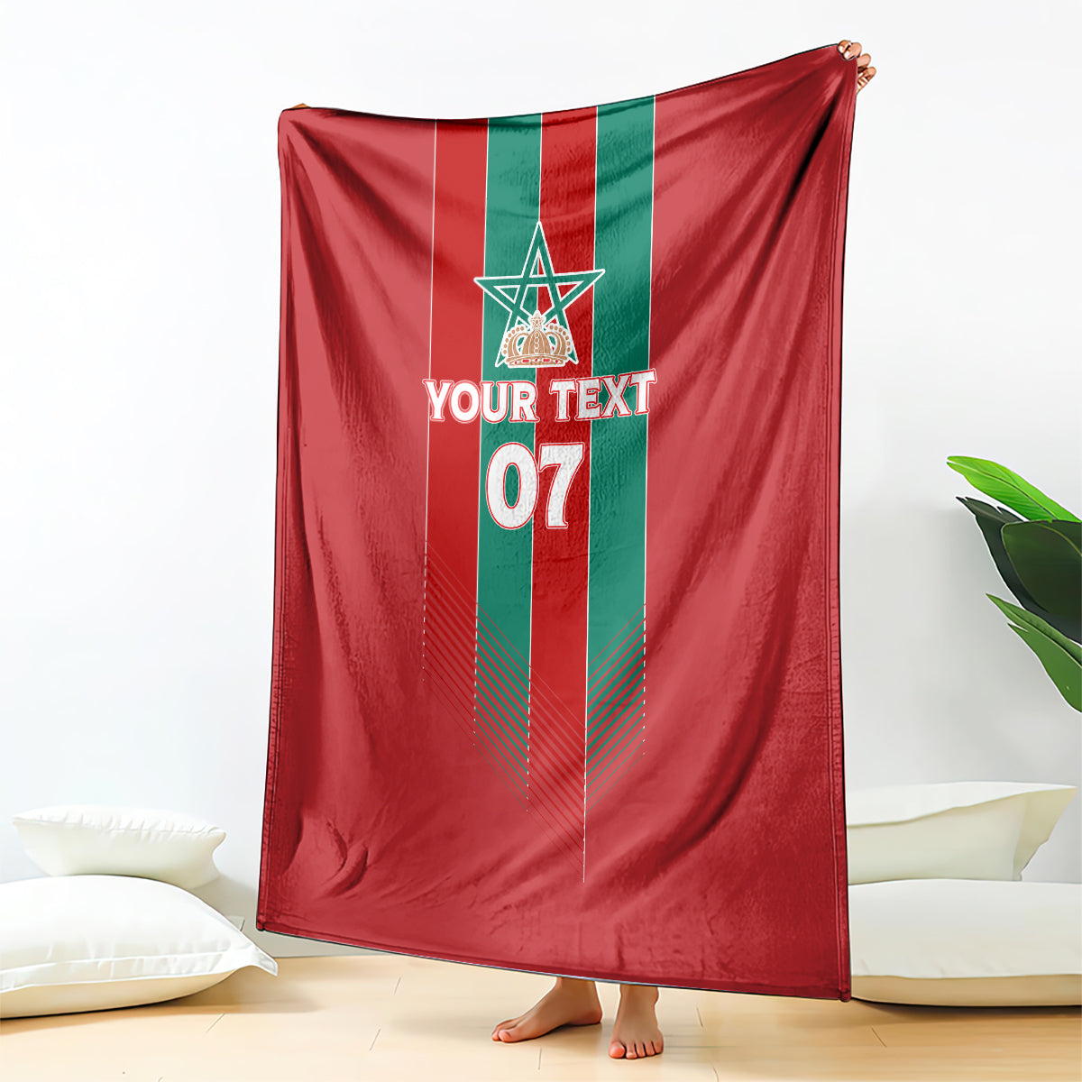 Custom Morocco Football Blanket Nations Cup 2024 Atlas Lions
